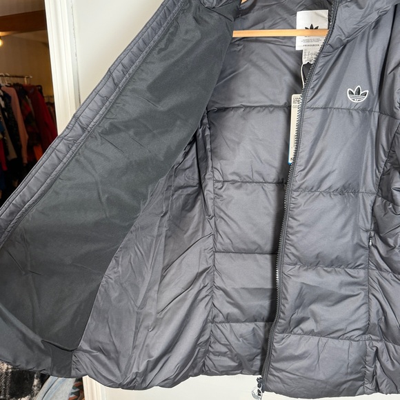 Adidas Originals Womens Slim Puffer Hooded 3-Stripes Jacket GD2507 MEDIUM Black - Picture 4 of 12